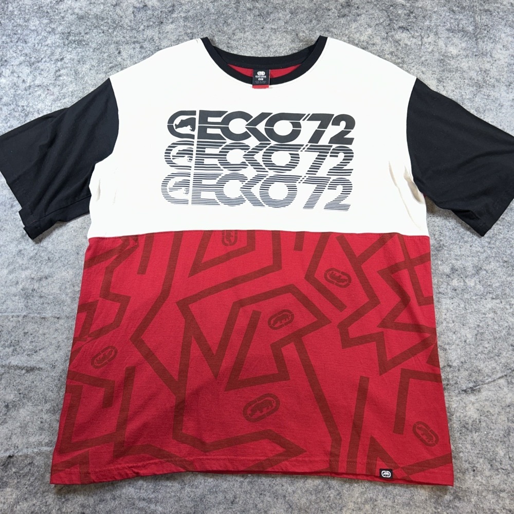 Vintage Ecko Unltd 72 T-Shirt Men's 2XL Red & Black Short Sleeve Rhino Y2K